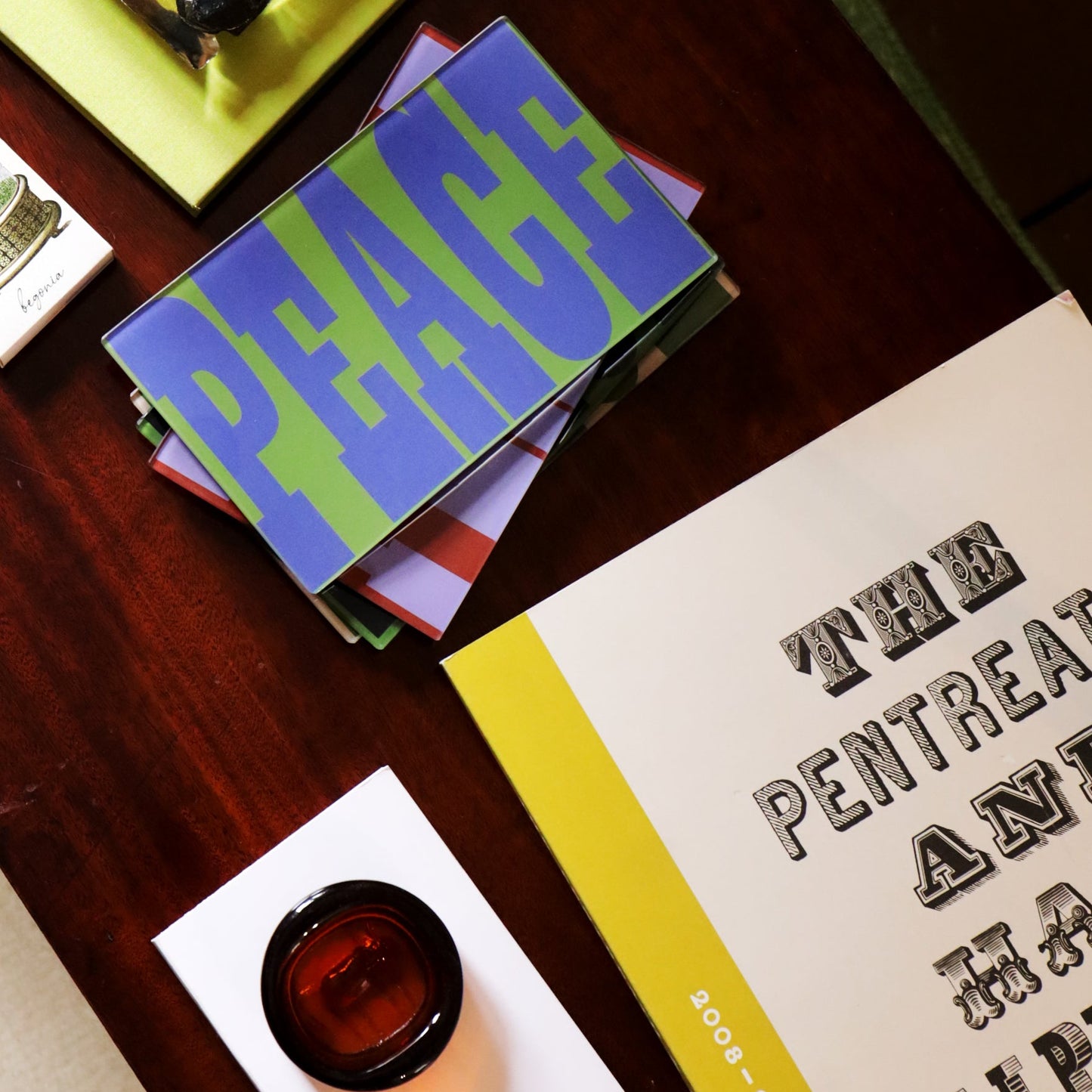 5" x 8" Peace Decoupage Tray - Grass Green & Lavender