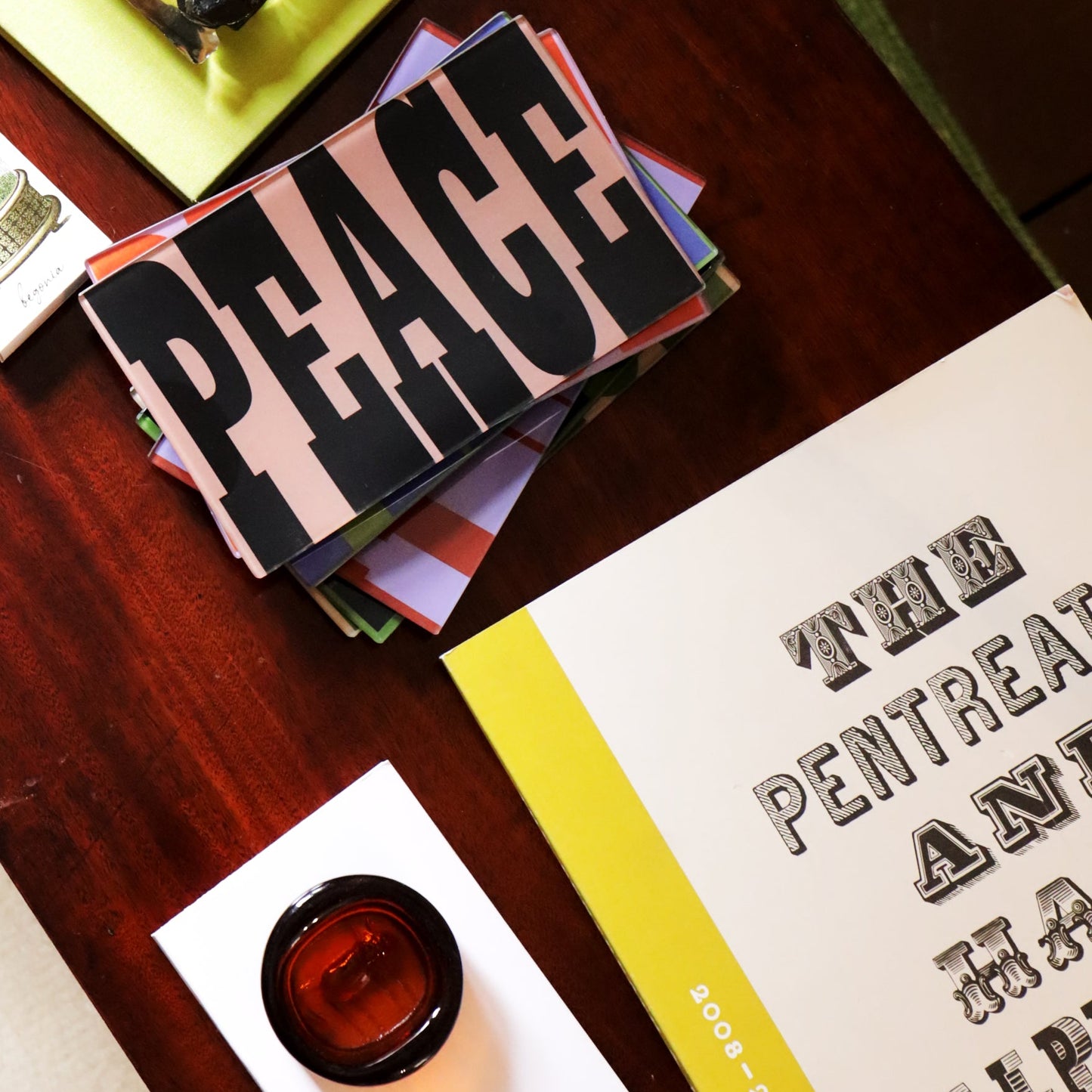 5" x 8" Peace Decoupage Tray - Pink & Black