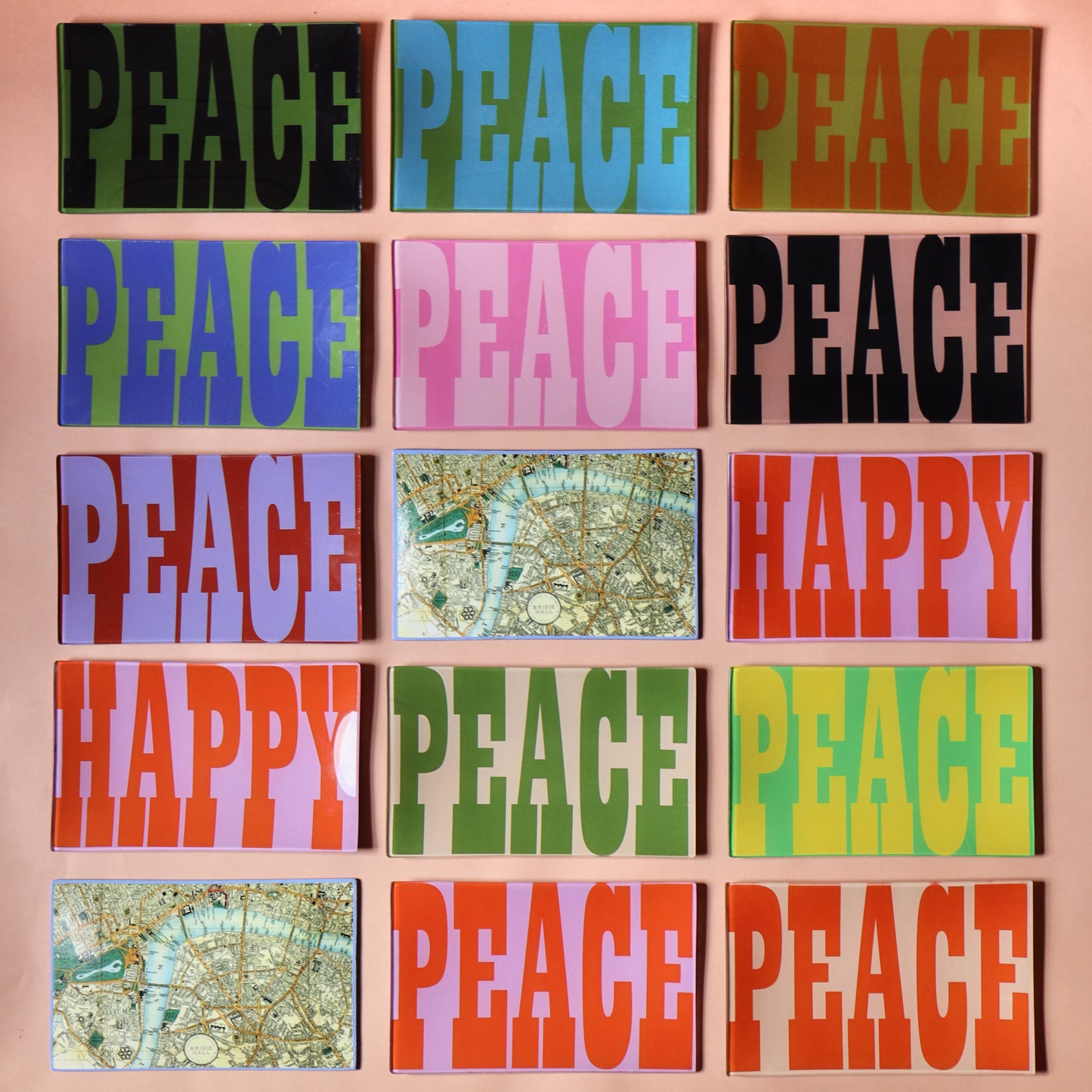 5" x 8" Peace Decoupage Tray - Lilac & Red