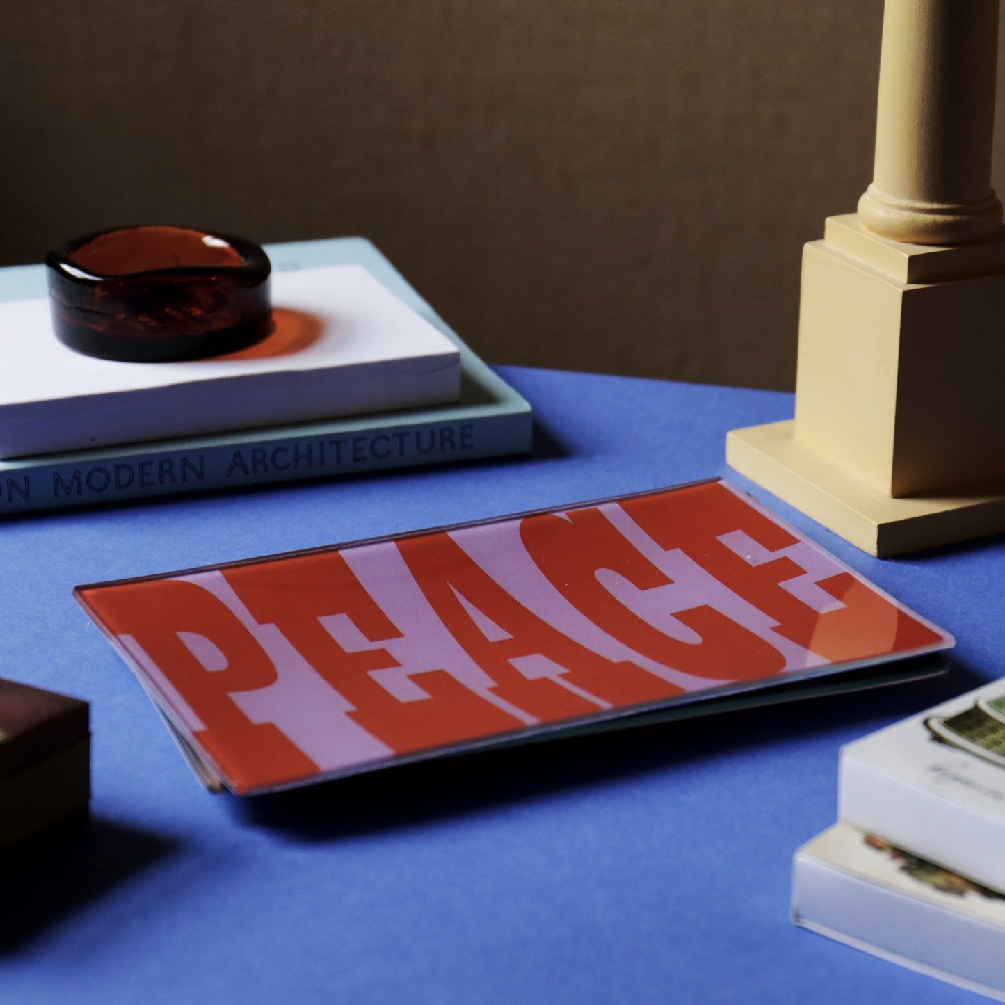 5" x 8" Peace Decoupage Tray - Lilac & Red