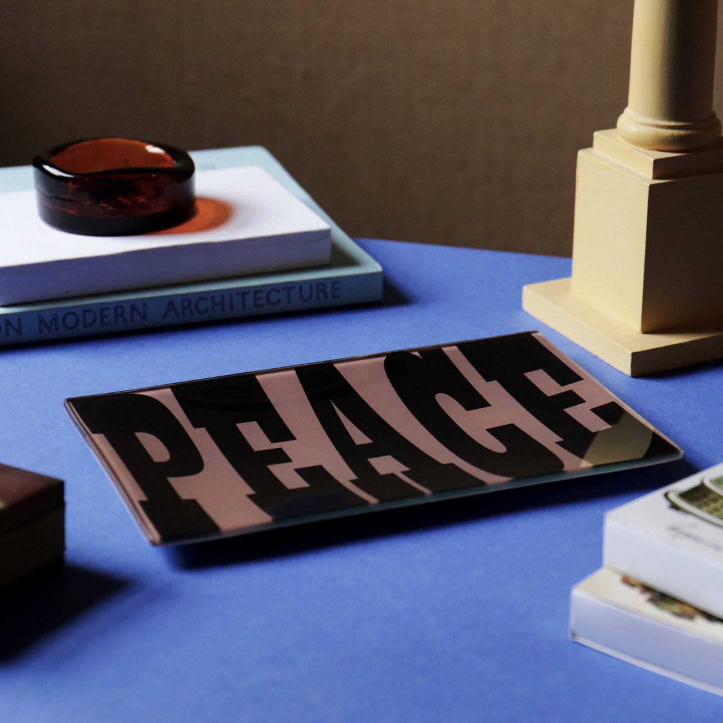 5" x 8" Peace Decoupage Tray - Pink & Black