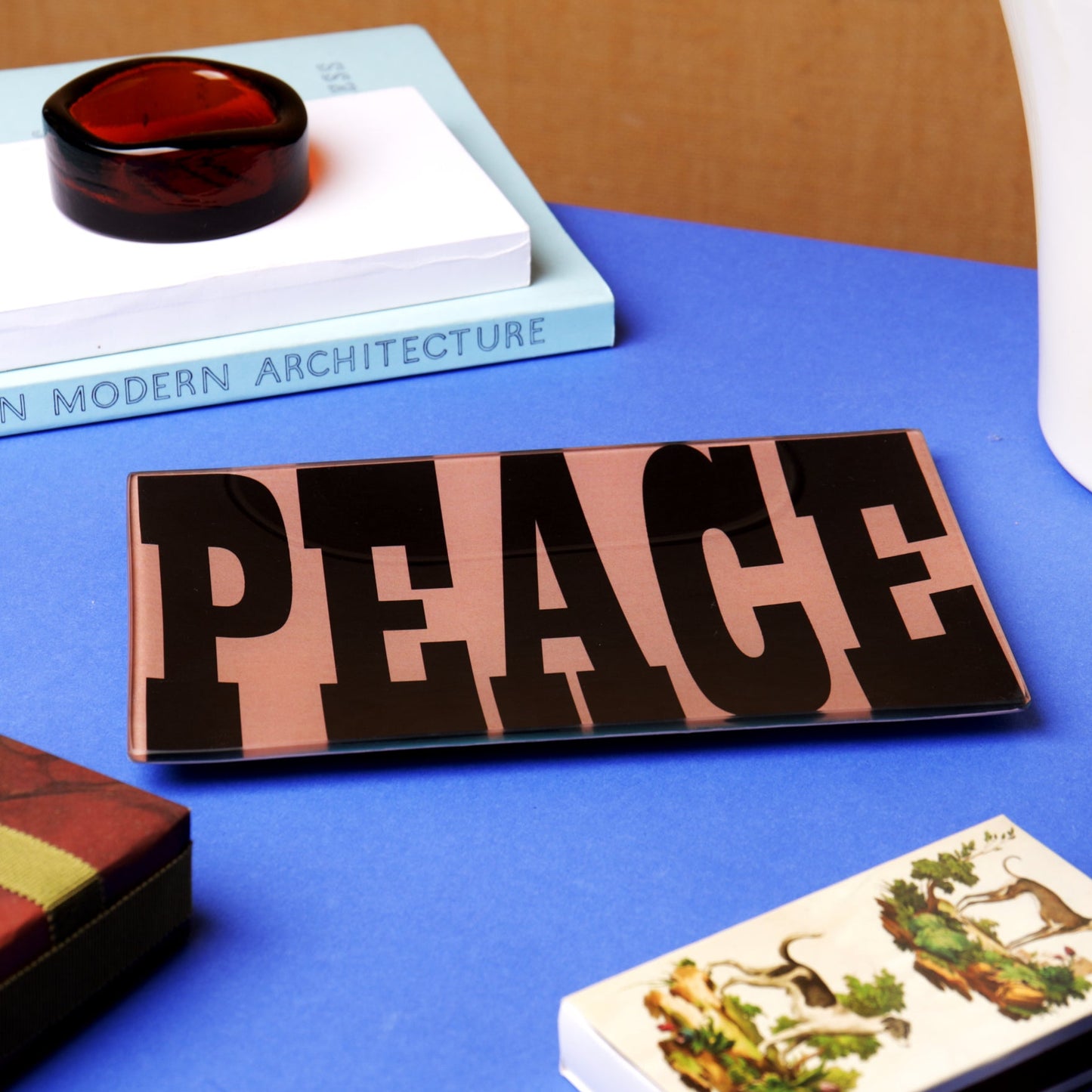 5" x 8" Peace Decoupage Tray - Pink & Black
