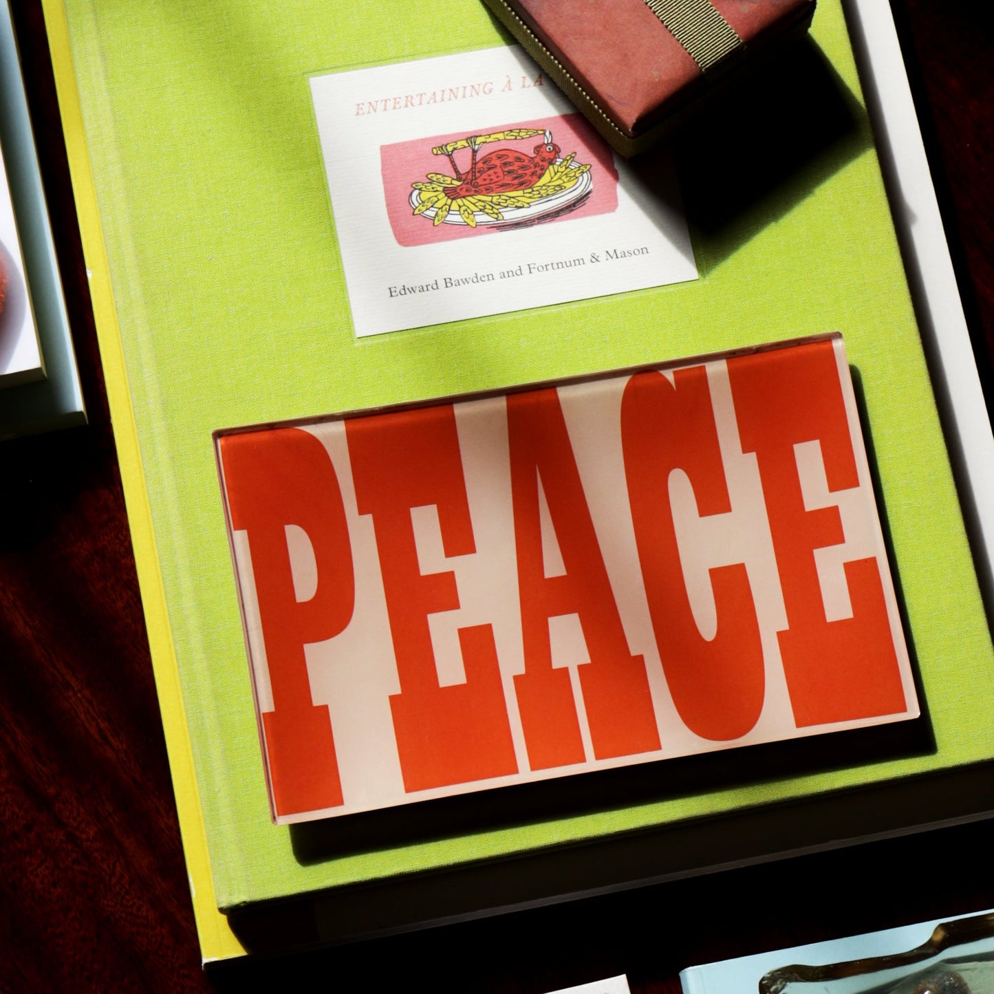 5" x 8" Peace Decoupage Tray - Peach & Red