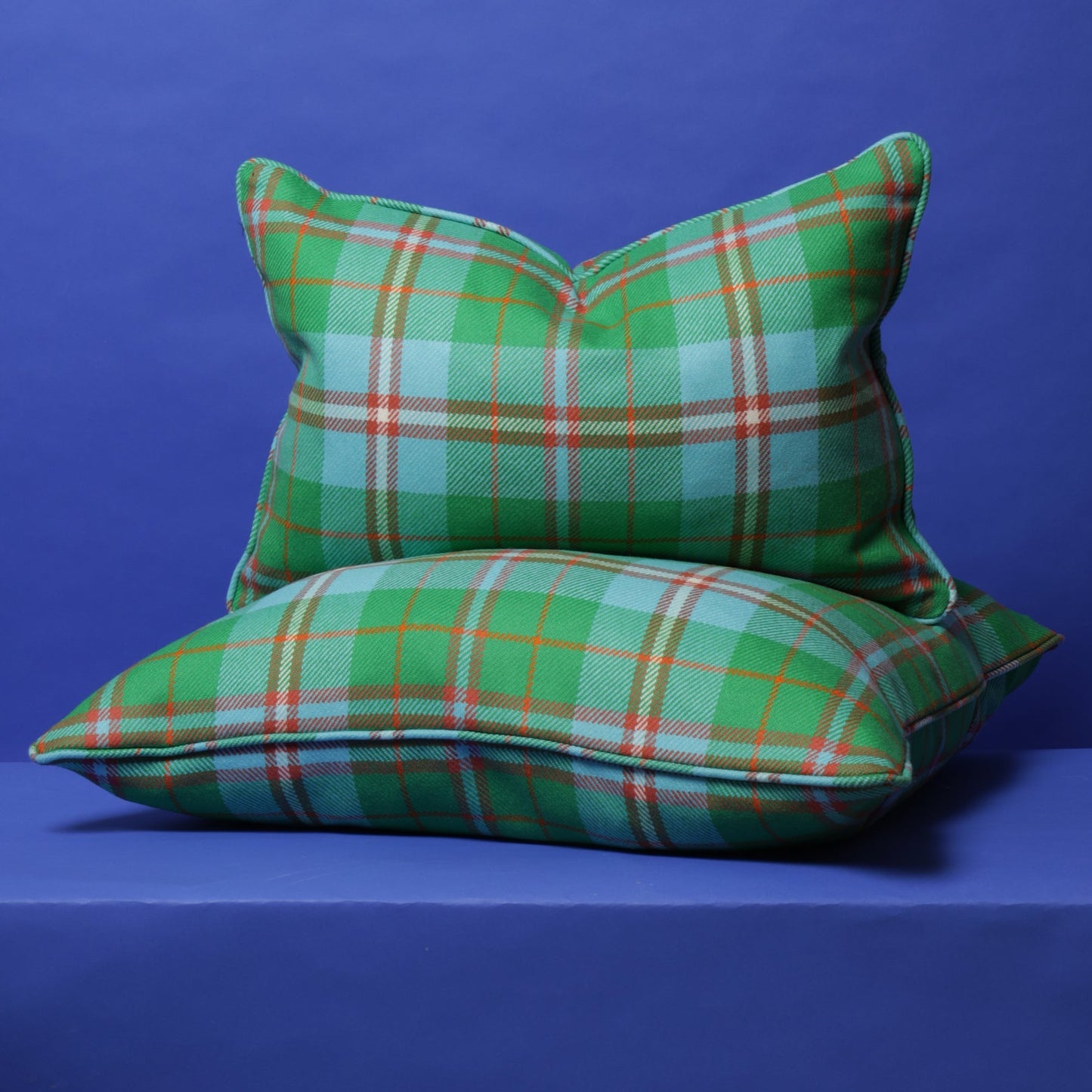 Large Check Lambswool  Cushion - Apple