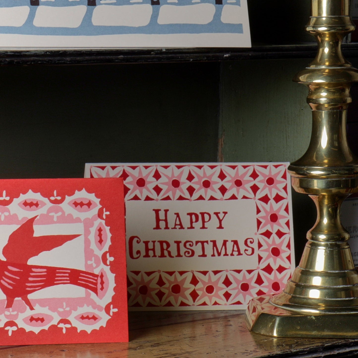 Pack of 10 Merry Christmas Red & Blue Cards