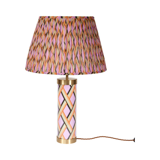 Trellis Work - Mauve Glass & Brass Lamp