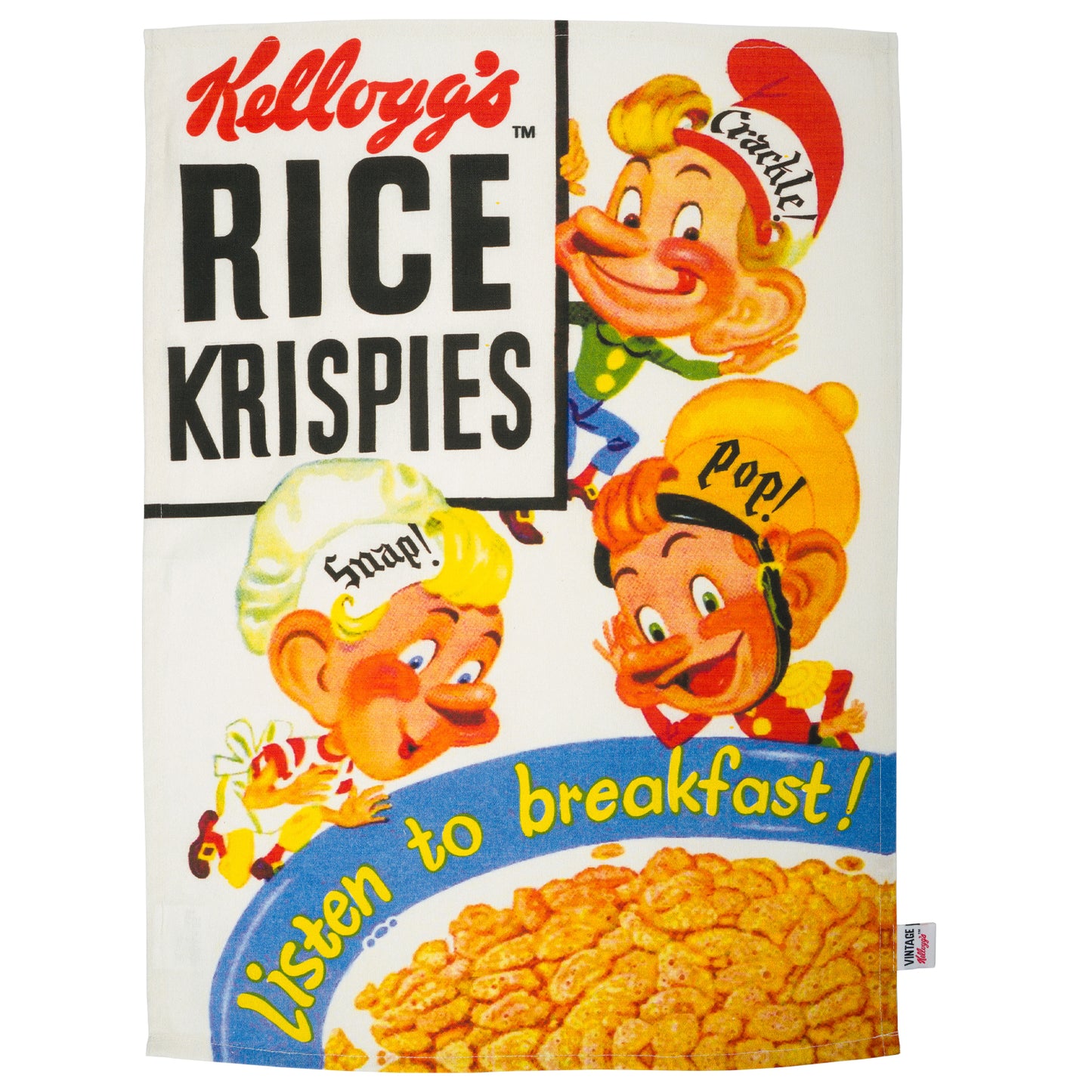 Vintage Kellogg's Rice Krispies Snap, Crackle & Pop Design Tea Towel