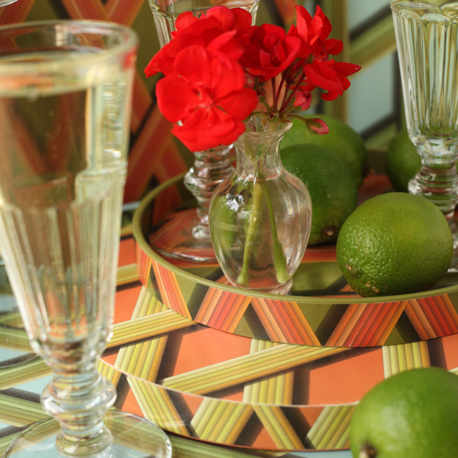 Small Trellis Work Tray - Bright Olive