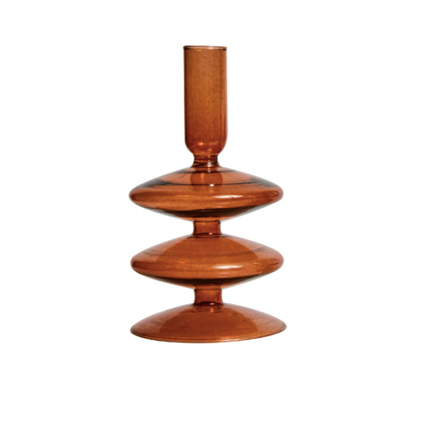 Amber Glass Candlestick
