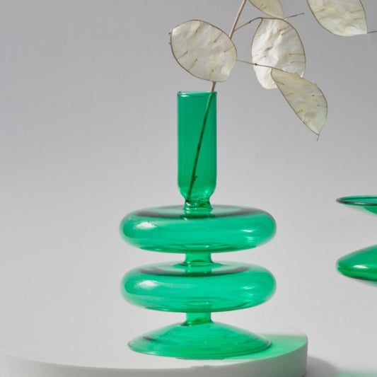 Green Glass Candle Holder / Vase