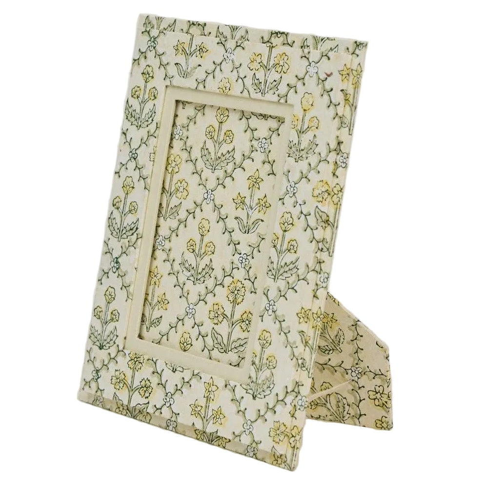 Block Printed Picture Frame - Floral Lattice