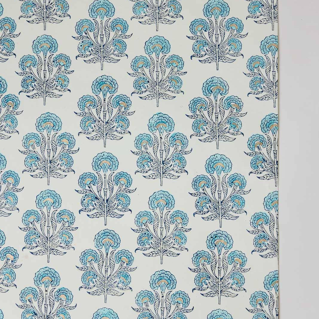 Block Printed Wrapping Paper - Aurora Blue Opal