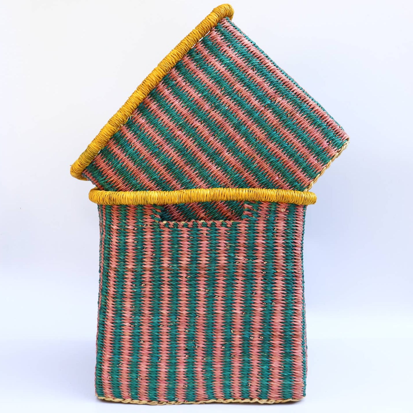 Turquoise, Pink, Yellow Rectangle Storage Basket - Large