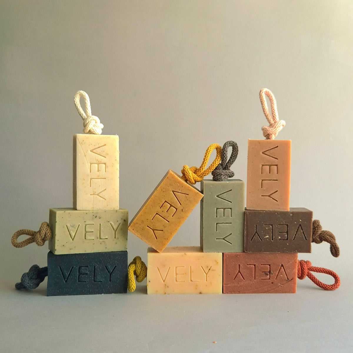 Handmade Soap On A Rope With Pink Clay  "Amélie"
