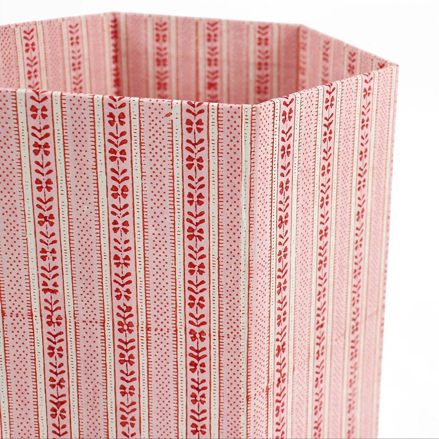 Hexagon Collapsible Basket - Floral Stripe red