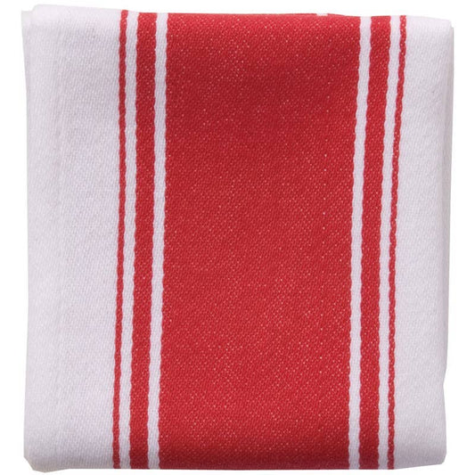 Striped Cotton Tea Towel - Scarlet