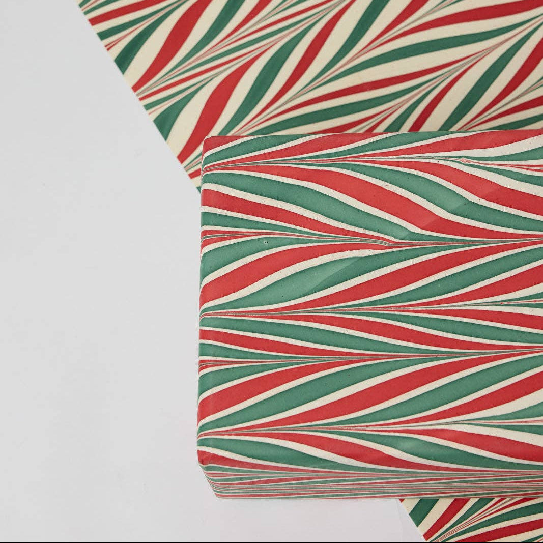 Hand Marbled Wrapping Paper - Candy Stripes Jolly