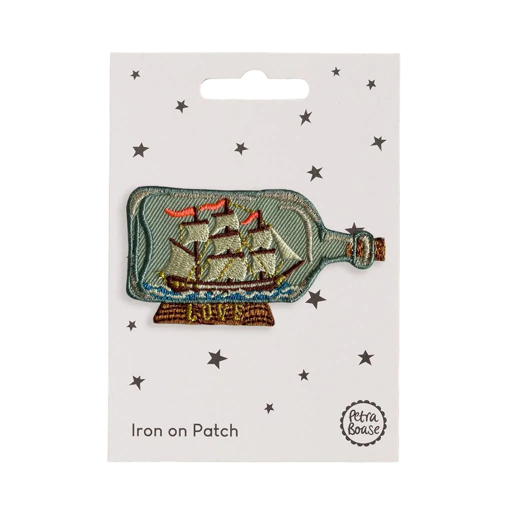 Embroidered Ship In A Bottle Iron-on Patch