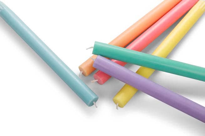 Mixed Set Pastel Rainbow Dinner Candles - Pack of 6