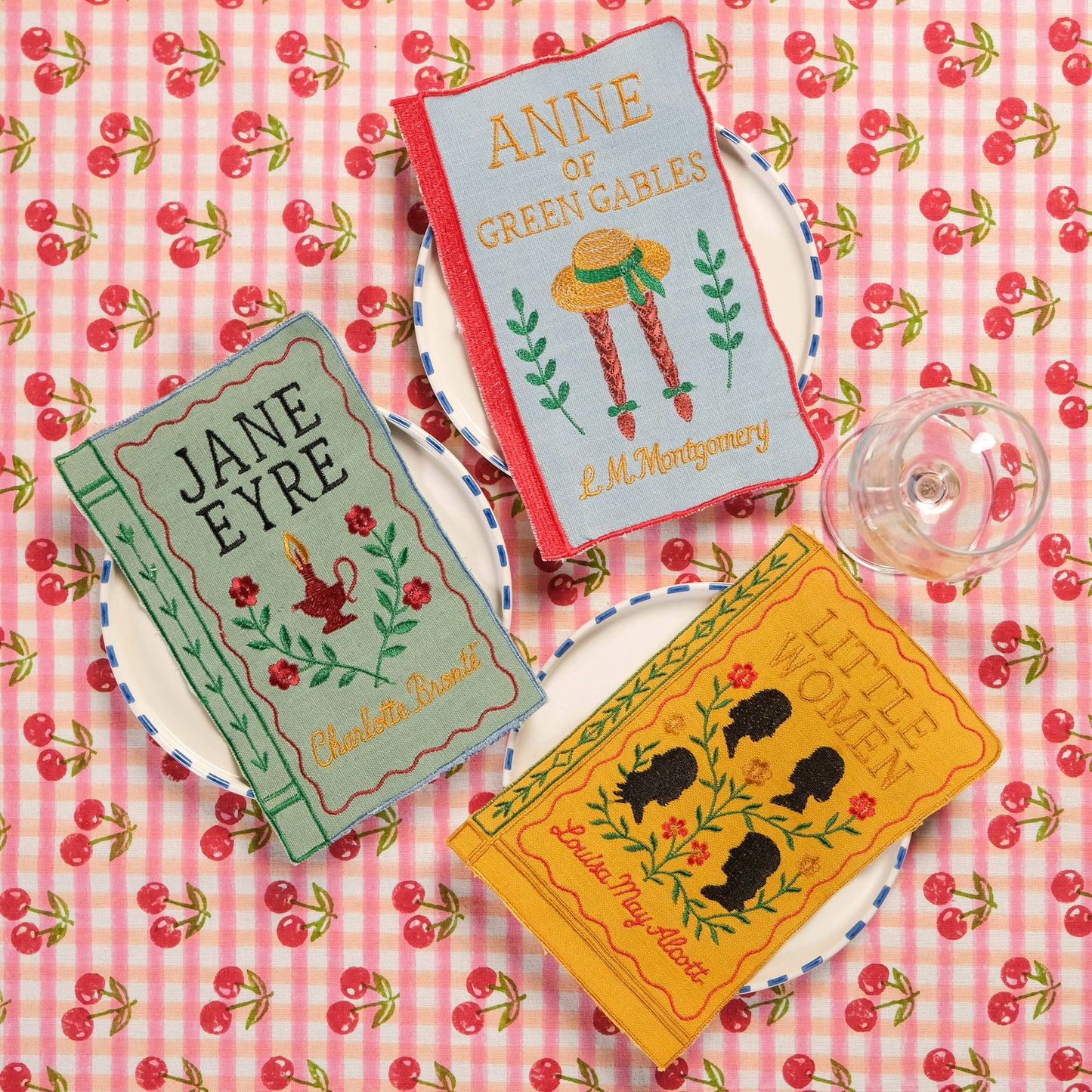 Literary Heroines Embroidered Cocktail Napkins, Set of 4