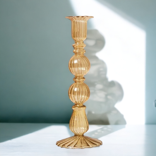 Glass Candlestick: Yellow