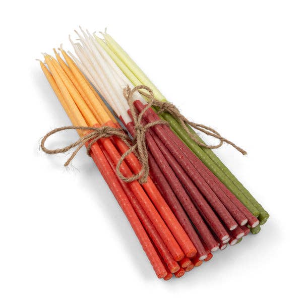 Two-Tone Thin Taper Candles - Guardsman Red and Pearl - Pack of 12