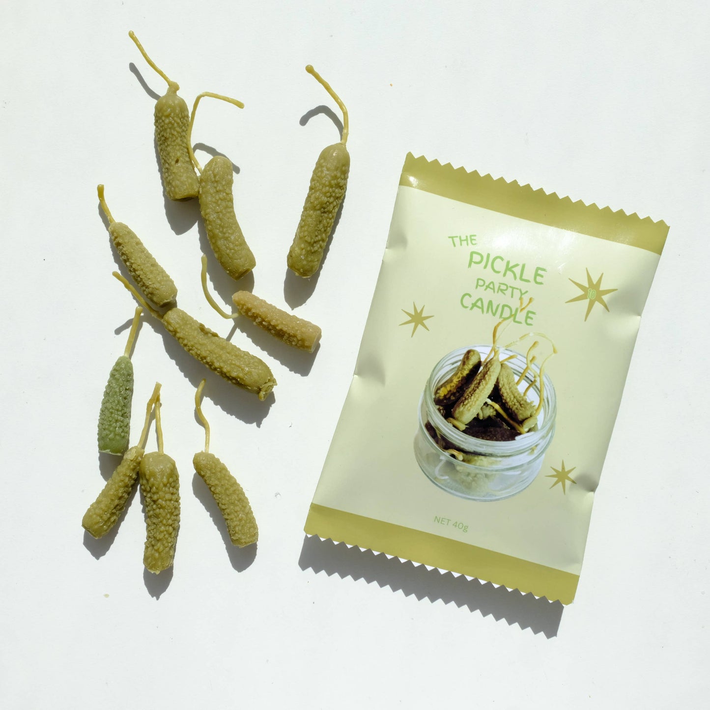 Pickle Beeswax Birthday Candles - set of 10