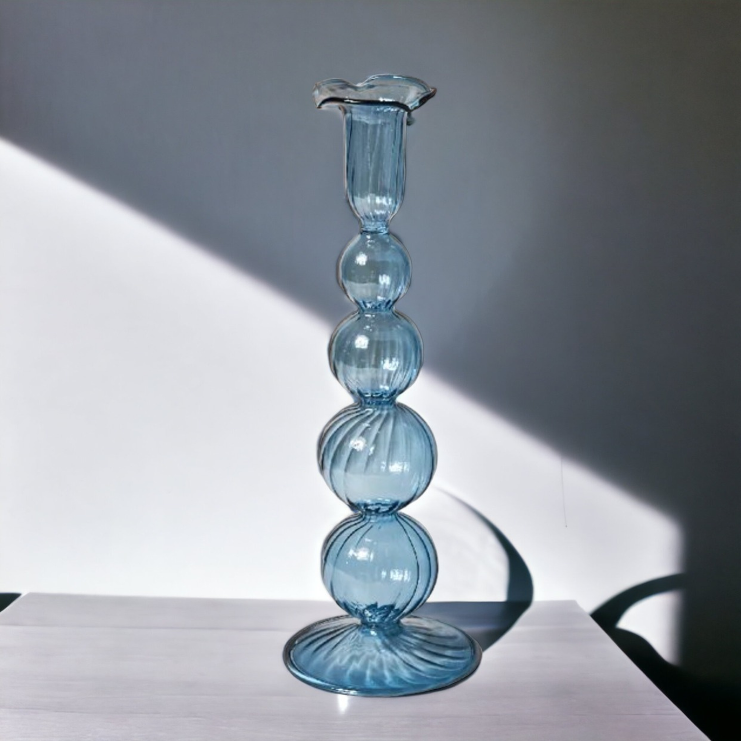 Glass Candlestick: Green