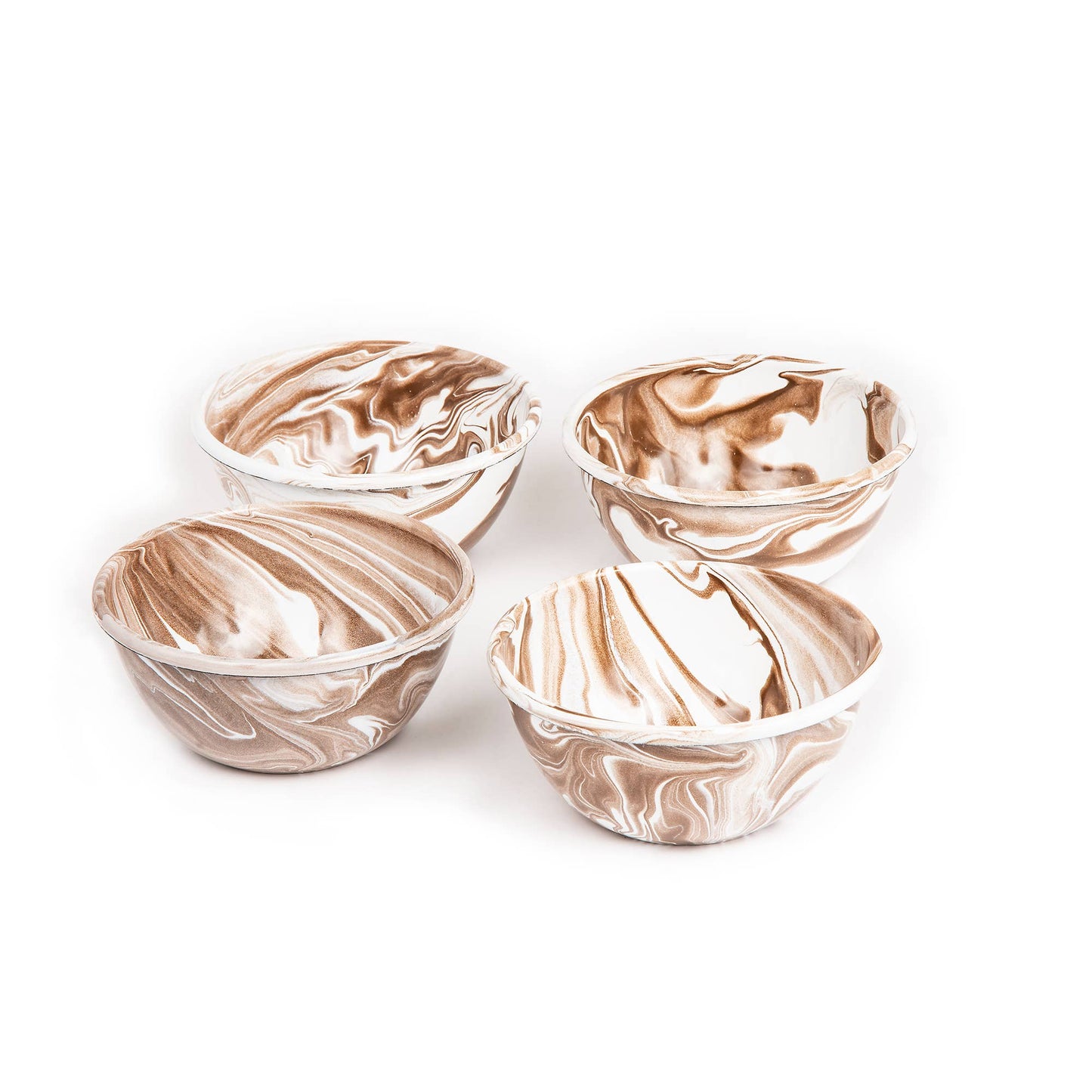 Hand Marbled 16 Piece  Enamelware Dinner Set - Brown