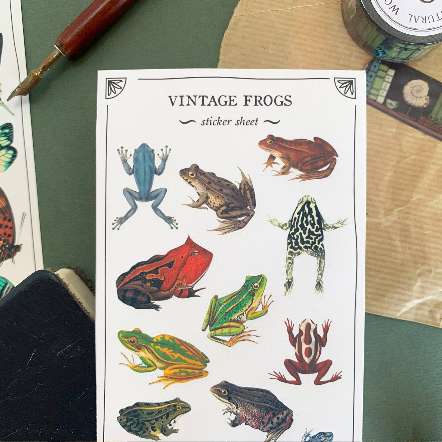 Vintage Frogs Sticker Sheet