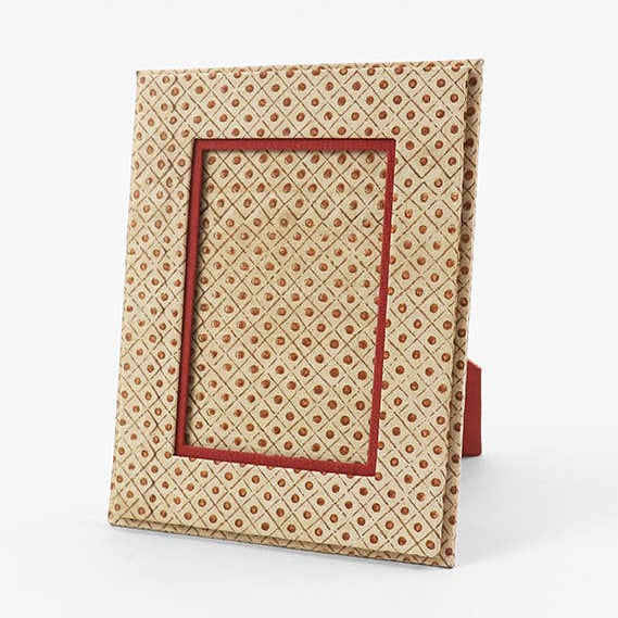 Screen Printed Picture Frame - Dot & Grid: Ochre
