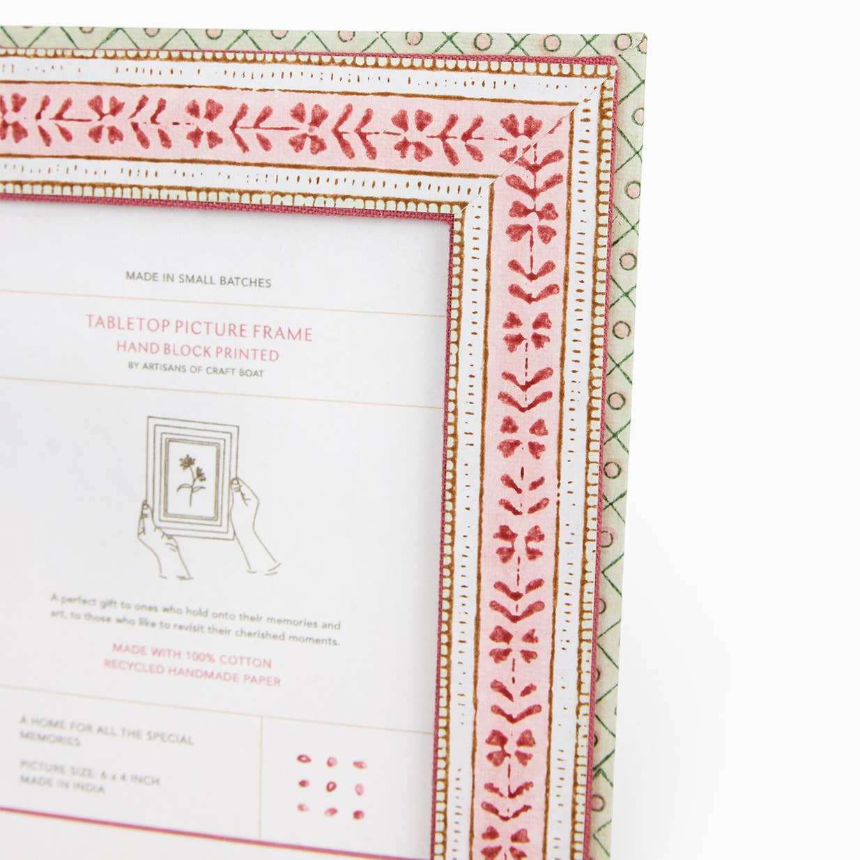Block-Printed Tabletop Picture Frame - Rose Rhea