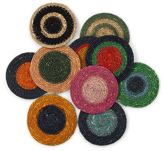 Seagrass Coaster - Olive Green / Natural: 4
