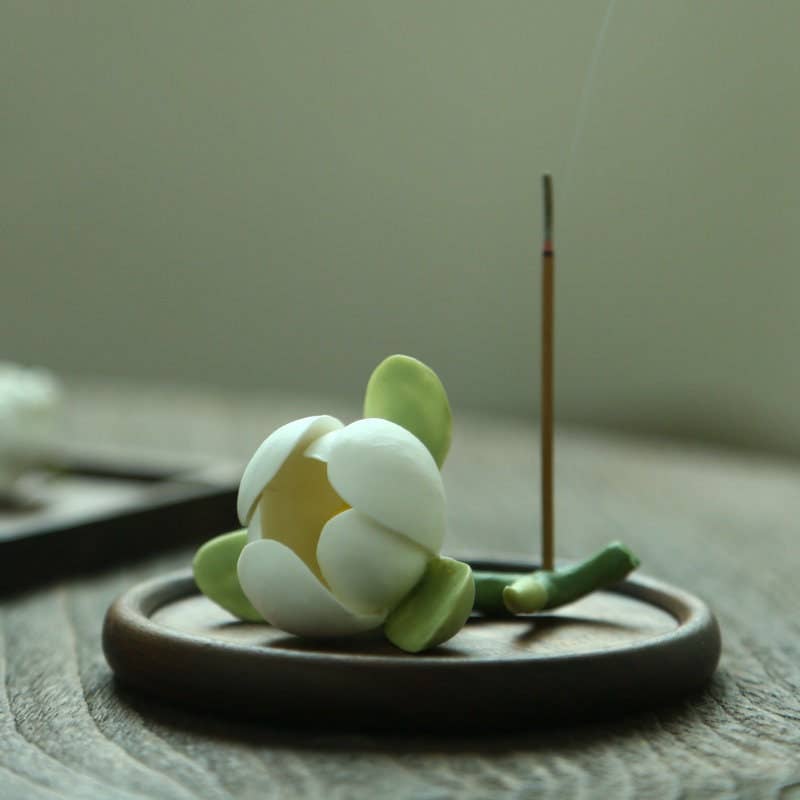 Ceramic Magnolia Flower Incense Holder
