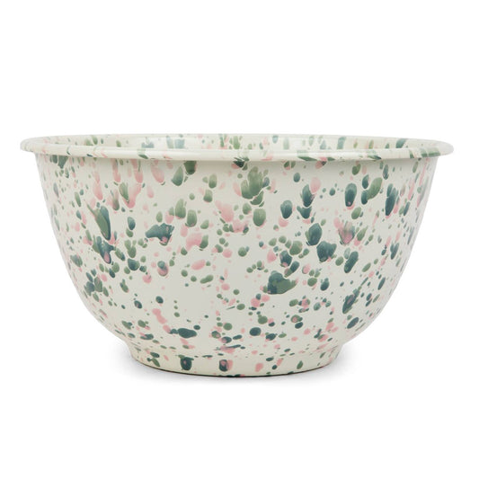 Catalina Enamelware Salad Bowl: Mint Hibiscus