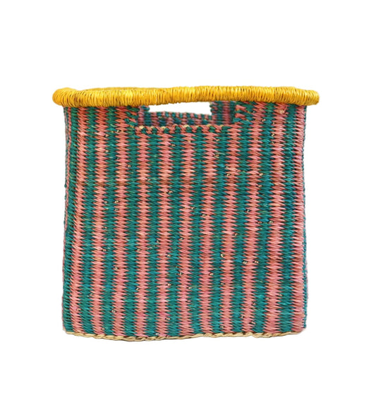Turquoise, Pink, Yellow Rectangle Storage Basket - Small