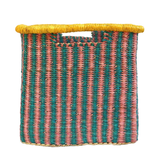 Turquoise, Pink, Yellow Rectangle Storage Basket - Large