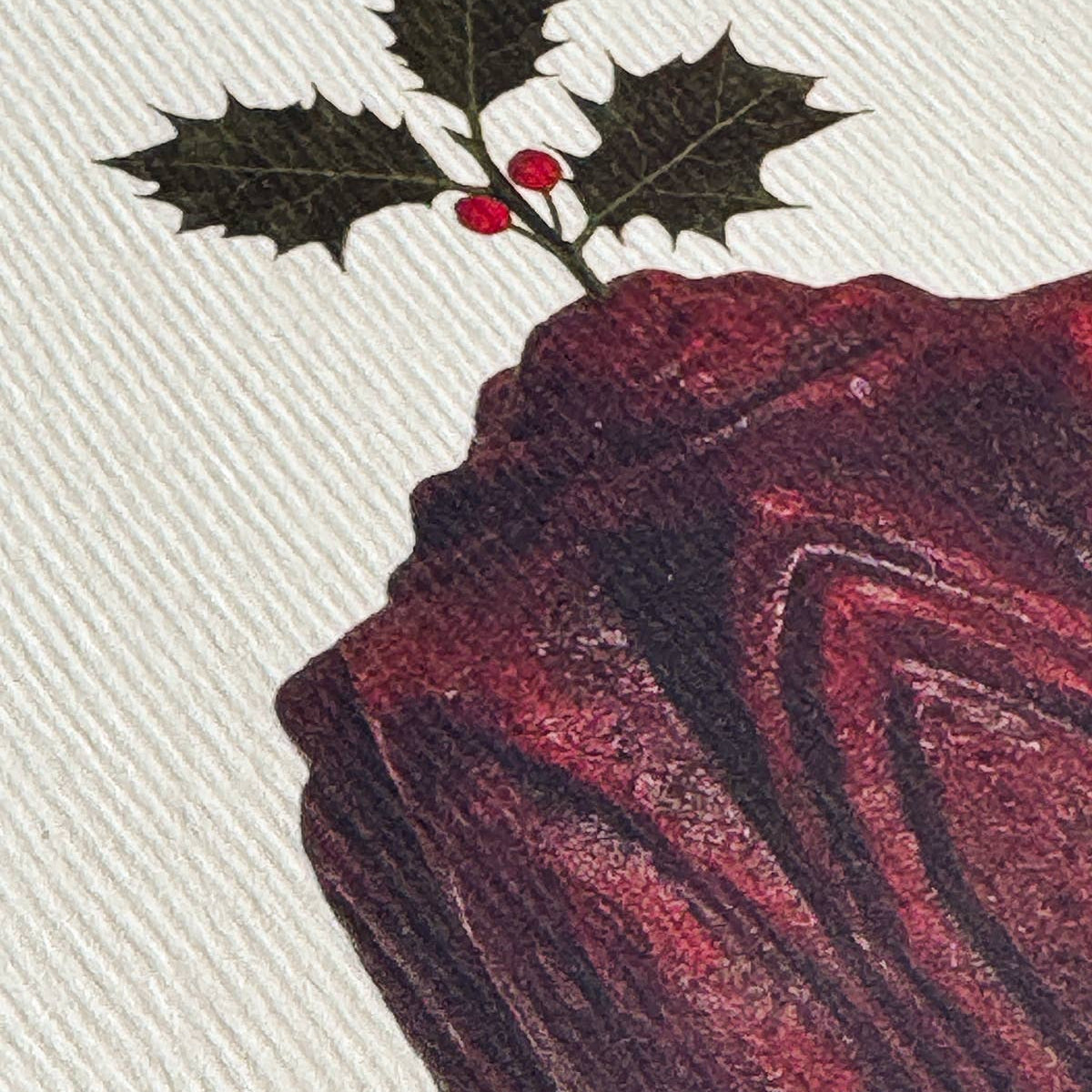 Christmas Plum Pudding Holly Greeting Card
