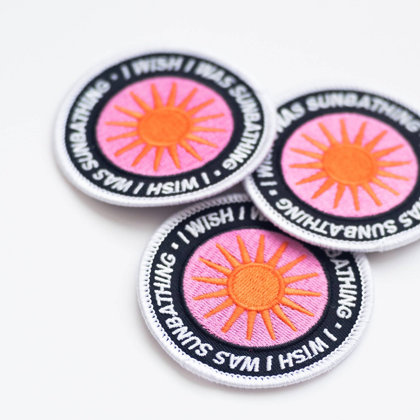 Embroidered 'I Wish I Was Sunbathing' Iron-on Patch