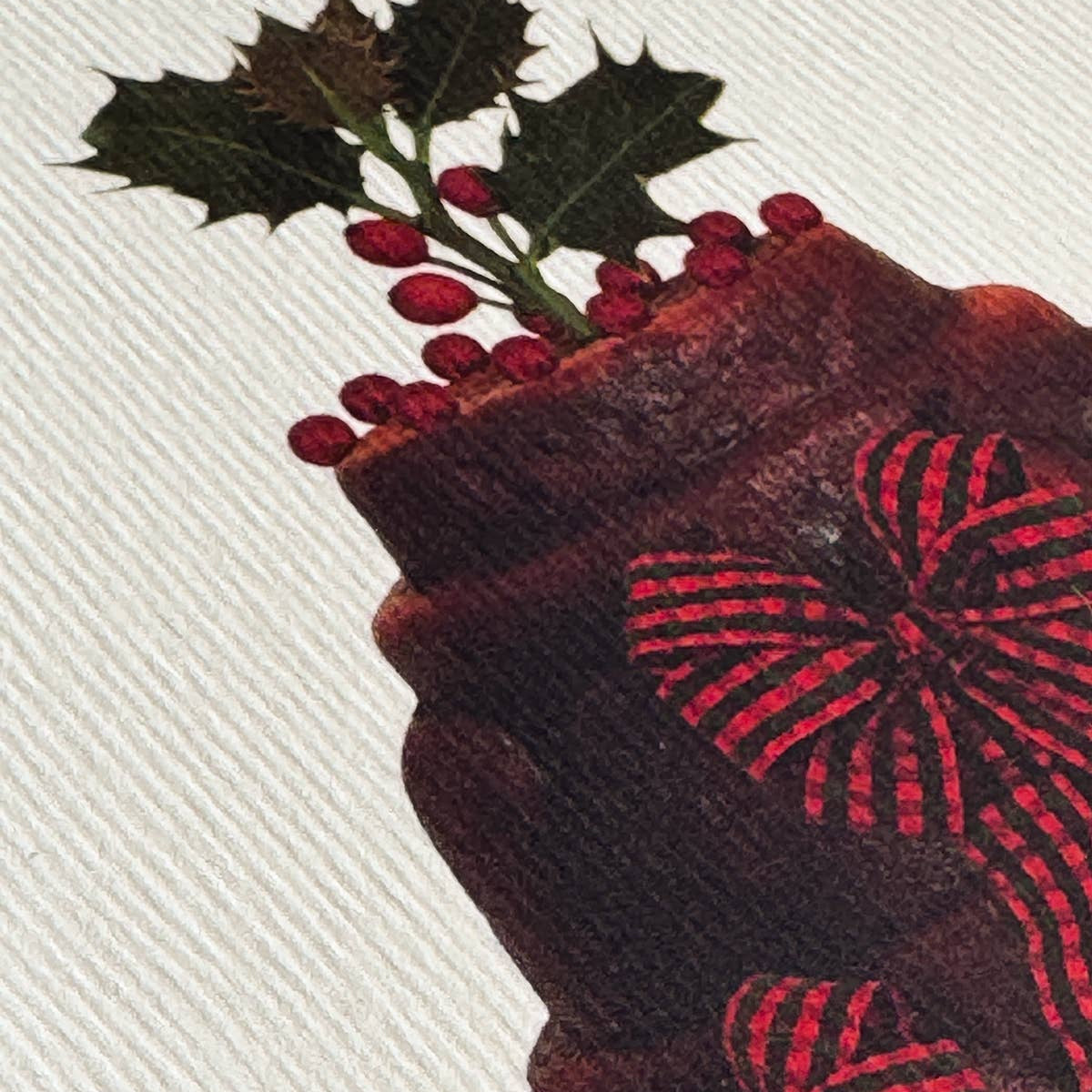 Christmas Plum Pudding Three Bows Greeting Card