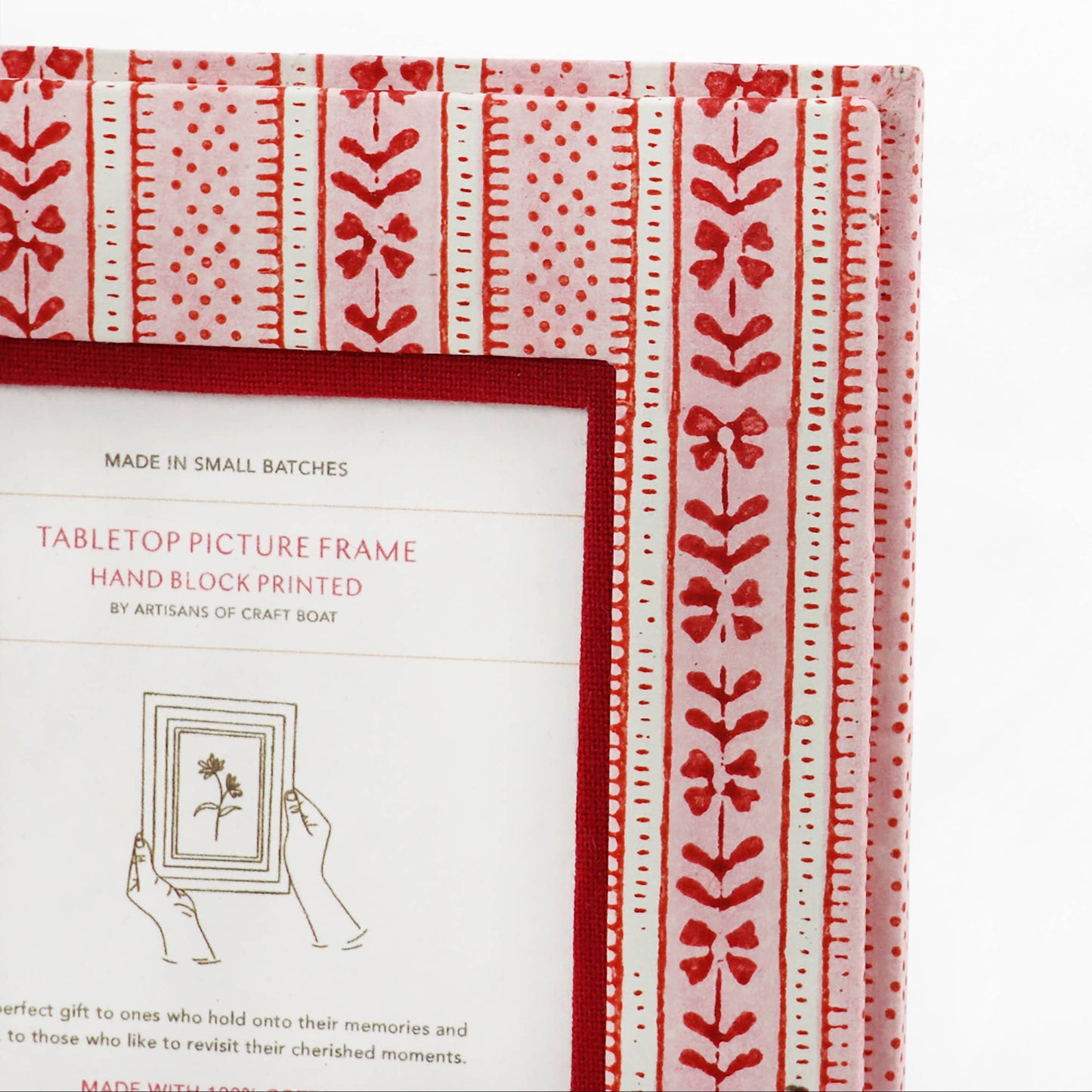 Table Top Picture Frame - Floral Stripe Red