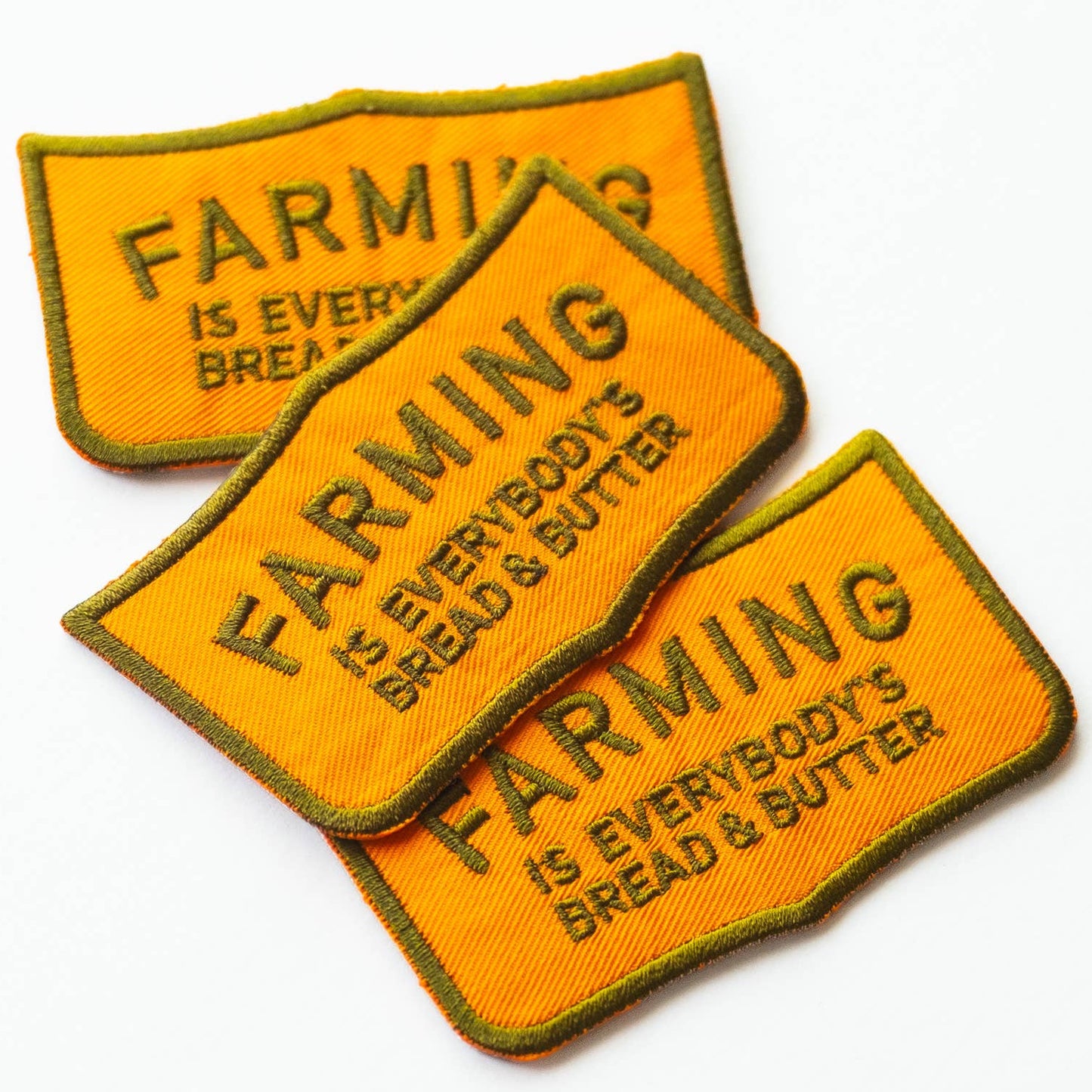 Embroidered 'Farming is Everybody's Bread & Butter' Iron-on Patch