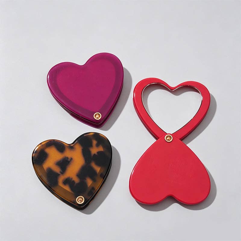 Heart Shaped Acetate Mirror - Tortoiseshell