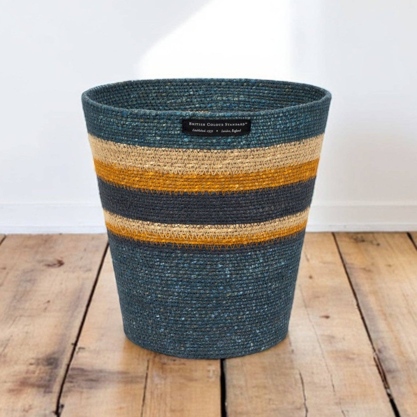 Seagrass Waste Paper Basket - Pompadour and Midnight Blue