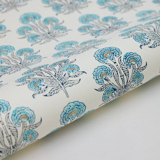 Block Printed Wrapping Paper - Aurora Blue Opal