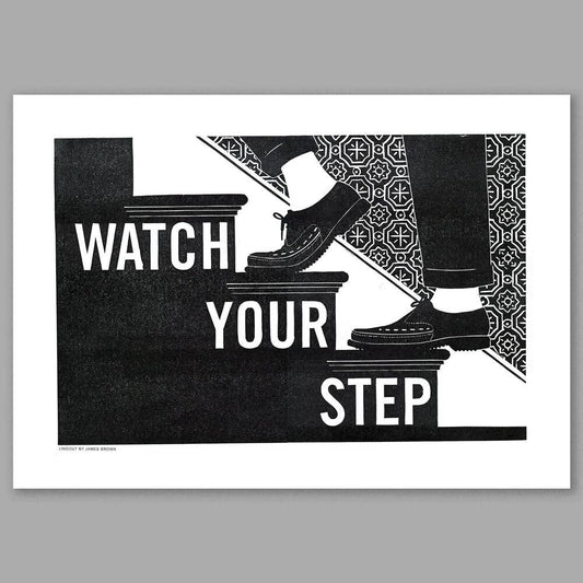 Step Linocut Print