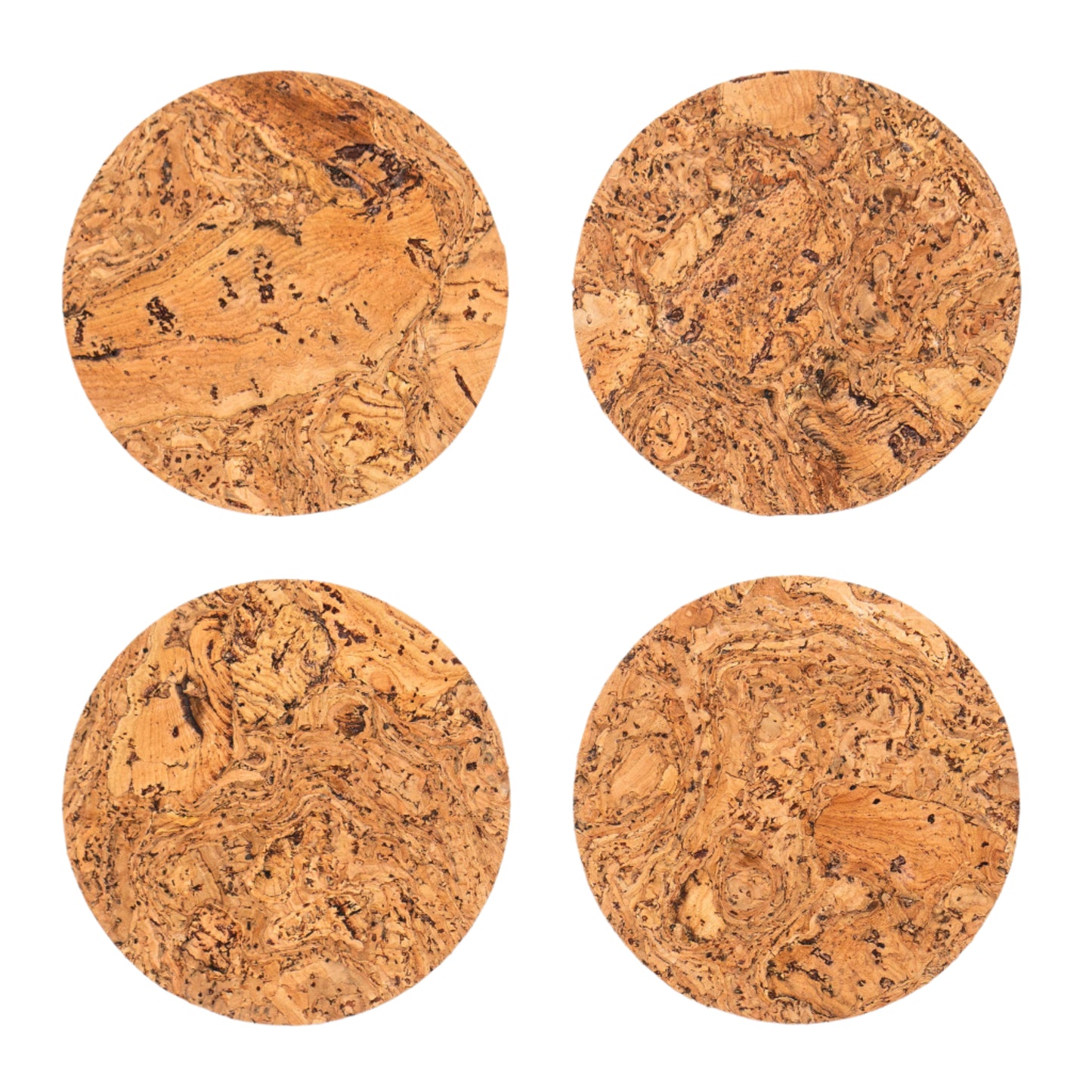 Round Natural Cork Coasters Set of 4 - Natural