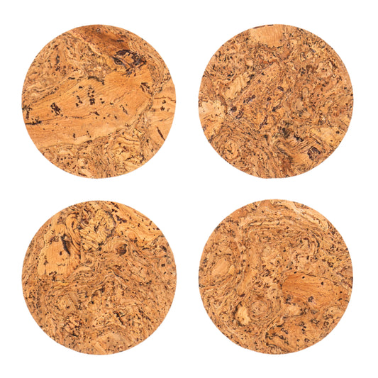 Round Natural Cork Coasters Set of 4 - Natural