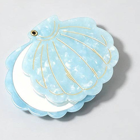 Seashell Acetate Compact Mirror - Blue