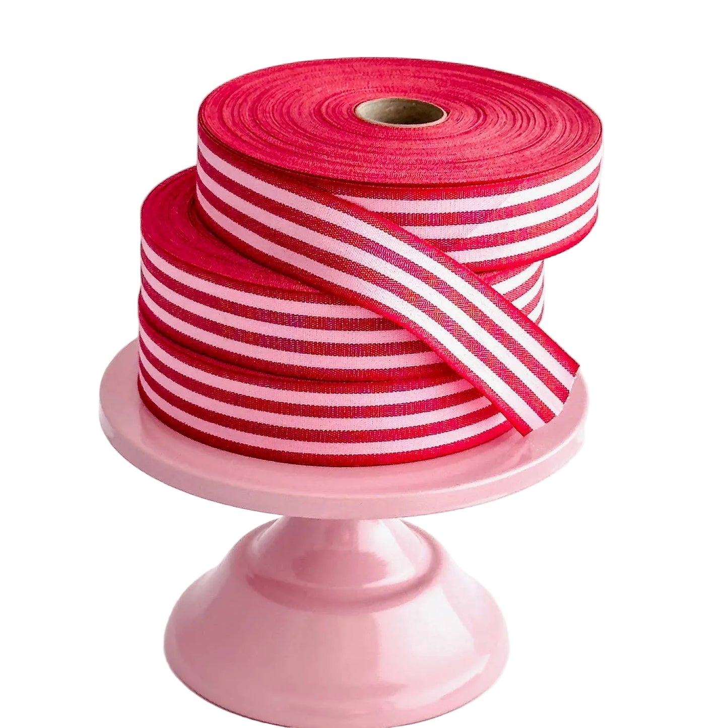 Red/Pink Cotton Striped Ribbon 35mm x 5m